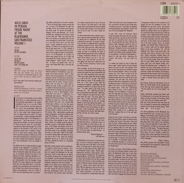 Miles Davis : In Person, Friday Night At The Blackhawk, San Francisco, Volume 1 (LP, Album, RE, RM)