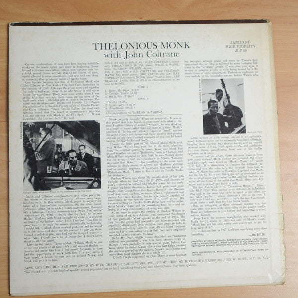 Thelonious Monk With John Coltrane : Thelonious Monk With John Coltrane (LP, Album, Mono)