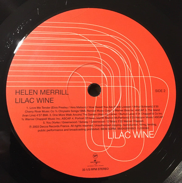 Helen Merrill : Lilac Wine (LP, Album)