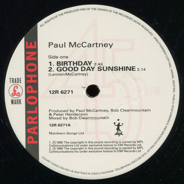 Paul McCartney : Birthday (12", Single)