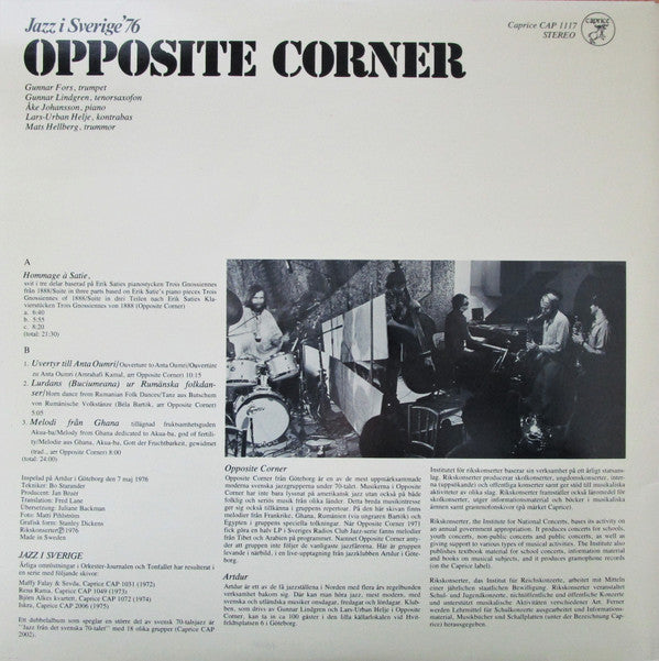 Opposite Corner : Jazz I Sverige '76 (LP, Album)