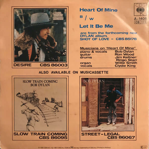Bob Dylan : Heart Of Mine / Let It Be Me (7", Single)