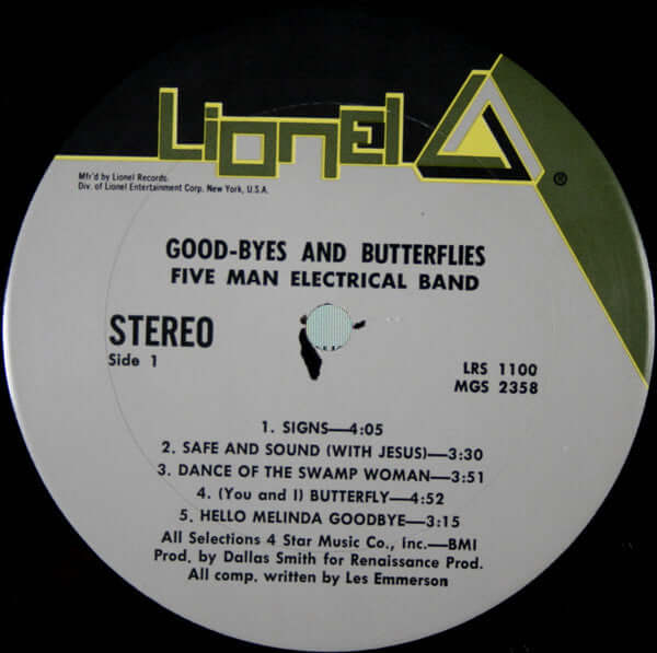 Five Man Electrical Band : Good-Byes & Butterflies (LP, Album, RE, MGM)