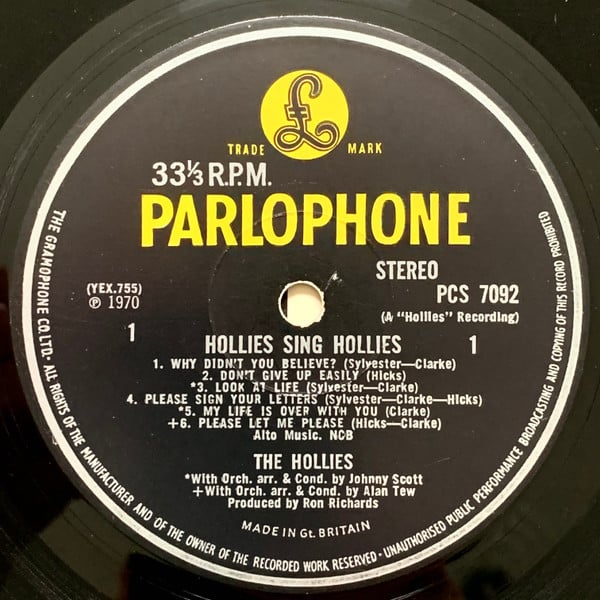The Hollies : Hollies Sing Hollies (LP, Album, Gat)