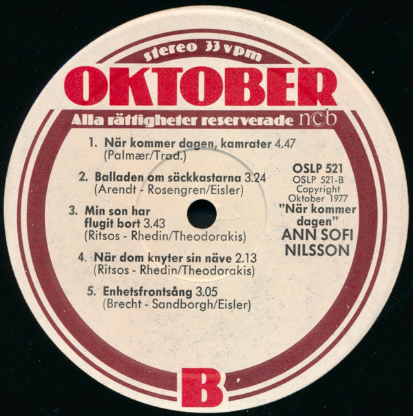 Ann Sofi* : När Kommer Dagen (LP, Album)