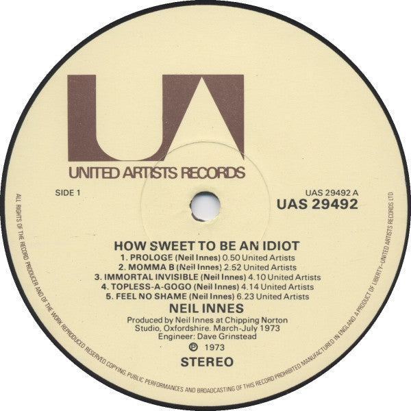 Neil Innes : How Sweet To Be An Idiot (LP, Album)