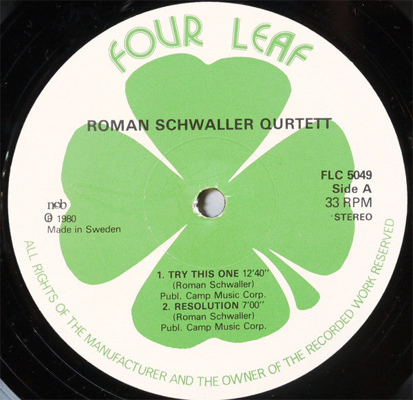 Roman Schwaller Quartet : Roman Schwaller Quartet (LP, Album)