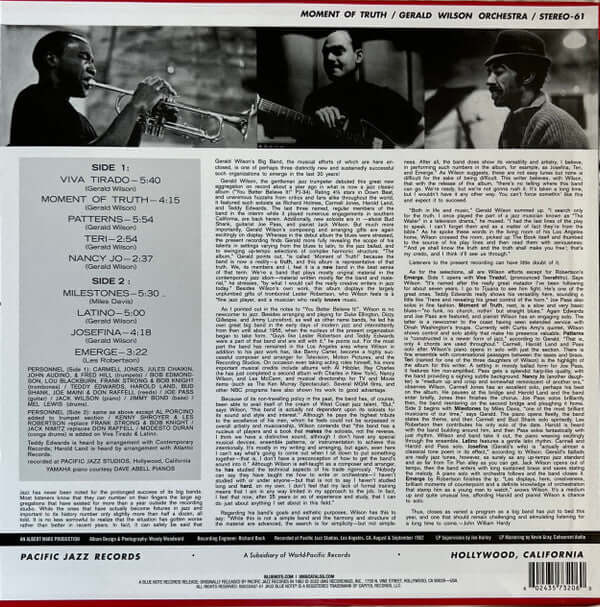Gerald Wilson Orchestra : Moment Of Truth (LP, Album, RE, 180)