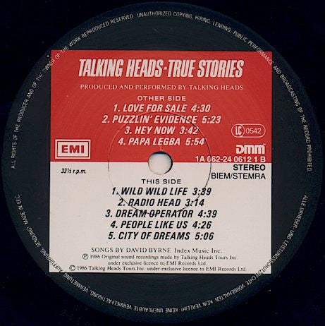 Talking Heads : True Stories (LP, Album, DMM)