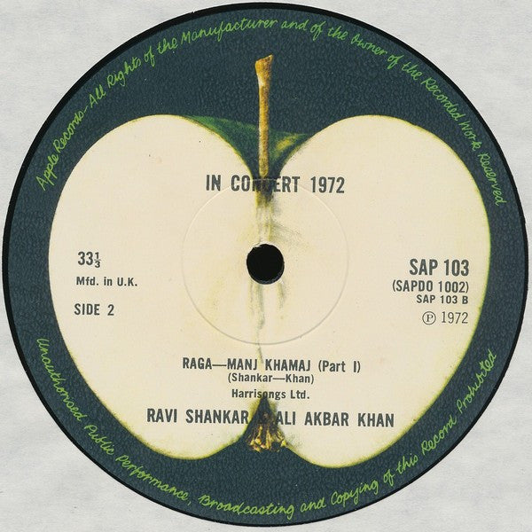 Ravi Shankar / Ali Akbar Khan with Alla Rakha : In Concert 1972 (2xLP, Album)
