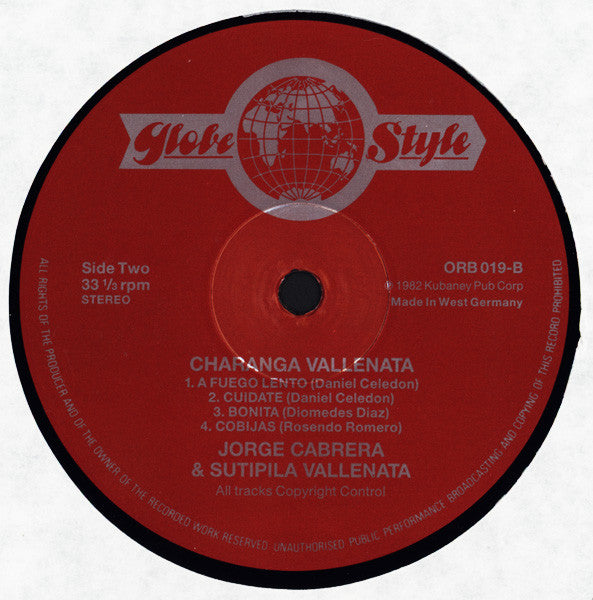Jorge Cabrera Y Su Tipica Vallenata : Charanga Vallenata (LP, Album)