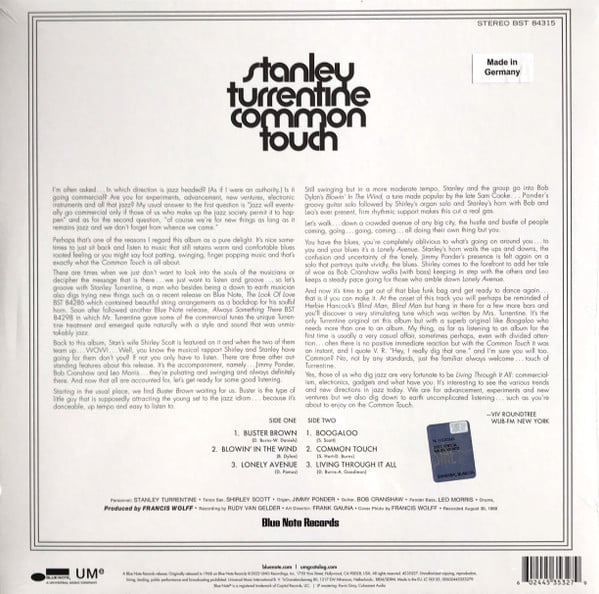 Stanley Turrentine Featuring Shirley Scott ~ Common Touch (Vinyl) - Djungel & Jazz