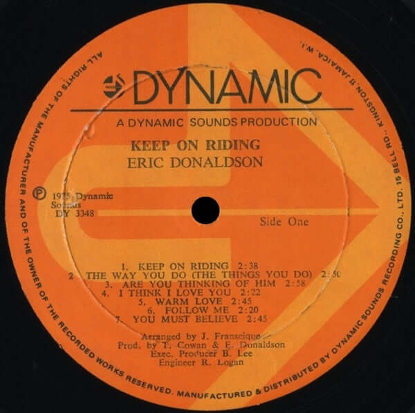 Eric Donaldson : Keep On Riding (LP, Album)