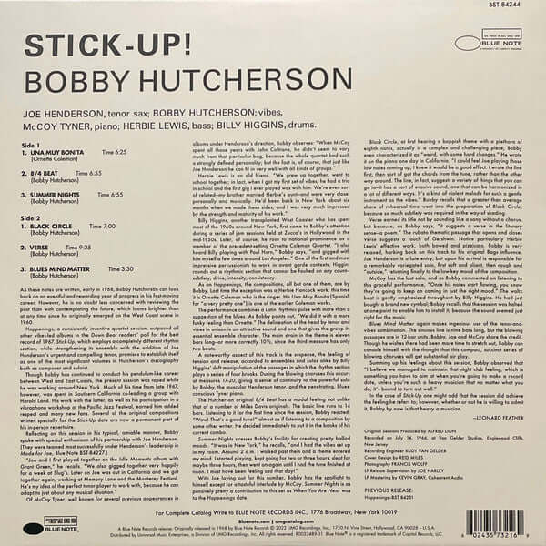 Bobby Hutcherson : Stick-Up! (LP, Album, RE, Gat)