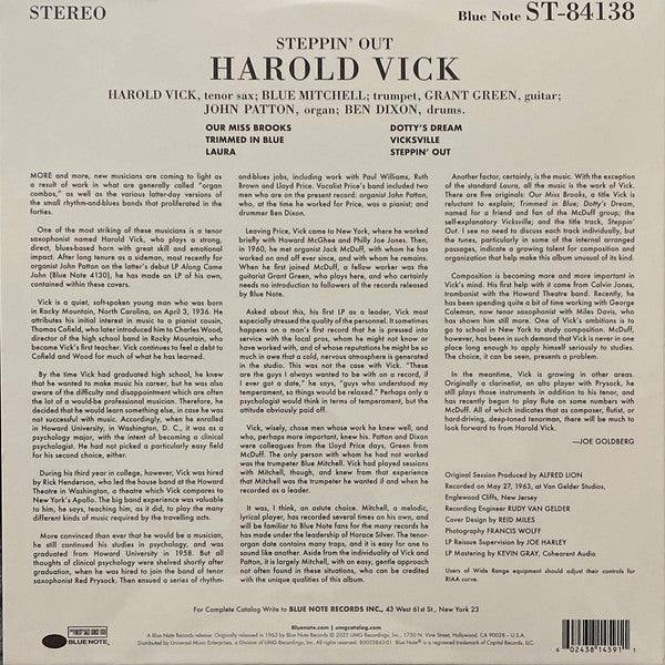 Harold Vick : Steppin' Out! (LP, Album, RE, 180)
