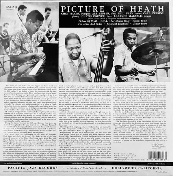 Chet Baker, Art Pepper, Phil Urso : Picture Of Heath (LP, Album, Mono, RE, 180)