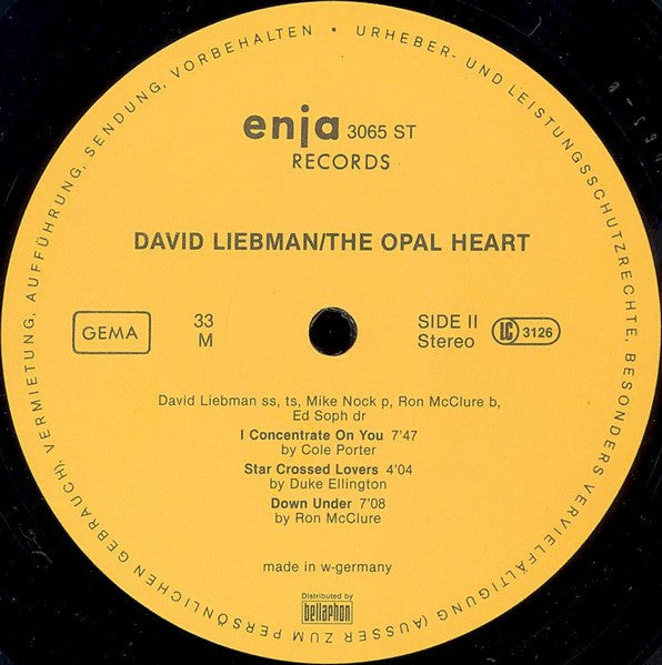 David Liebman Quartet* Feat. Mike Nock : The Opal Heart (LP, Album)