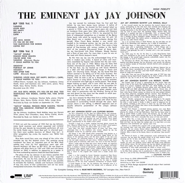 Jay Jay Johnson* : The Eminent Jay Jay Johnson, Vol. 1 (LP, Comp, Mono, RE, RM, 180)