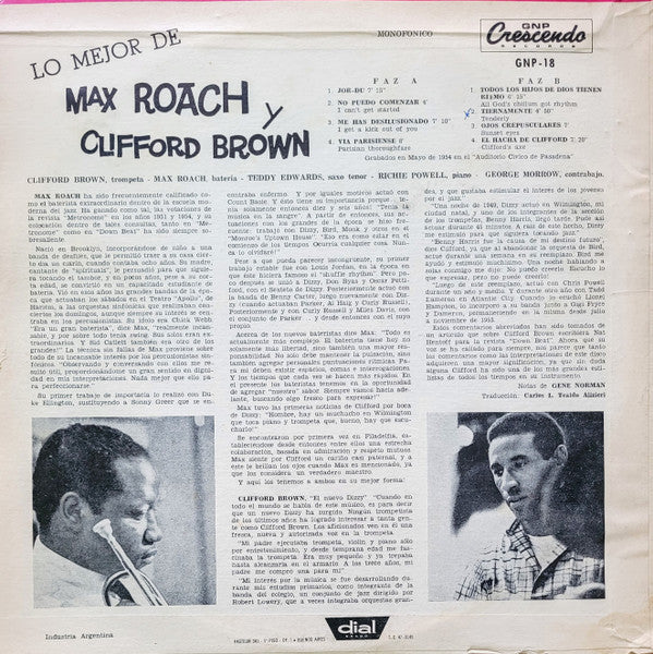 Clifford Brown And Max Roach : Lo Mejor De Max Roach Y Clifford Brown (LP, Album, Mono)