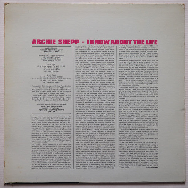 Archie Shepp : I Know About The Life (LP, Album)