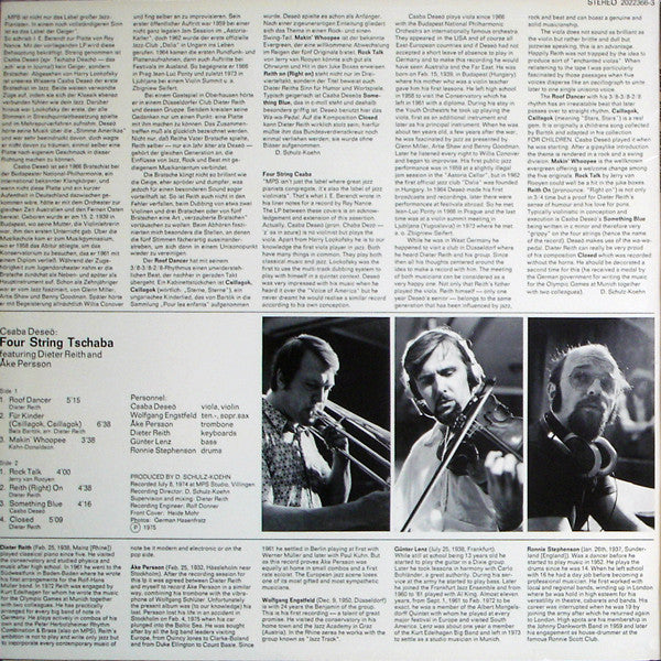 Csaba Deseő Featuring Dieter Reith And Åke Persson : Four String Tschaba (LP, Album)