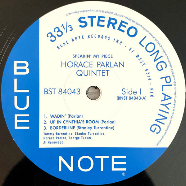 Horace Parlan Quintet ~ Speakin' My Piece (Vinyl) - Djungel & Jazz