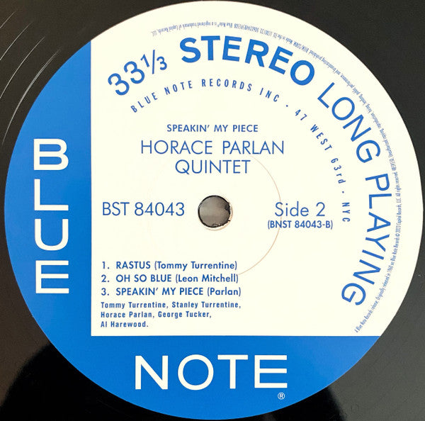 Horace Parlan Quintet ~ Speakin' My Piece (Vinyl) - Djungel & Jazz