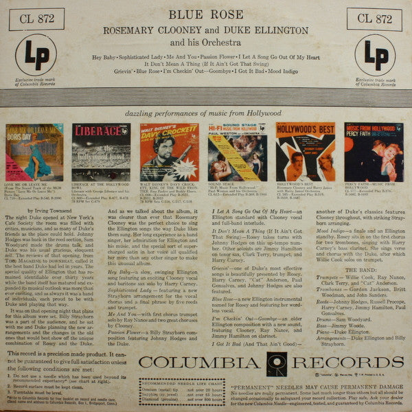 Rosemary Clooney And Duke Ellington And His Orchestra : Blue Rose (LP, Album, Mono)
