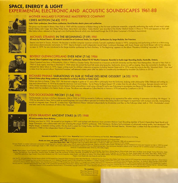 Various : Space, Energy & Light (Experimental Electronic And Acoustic Soundscapes 1961-88) (3xLP, Comp, Ltd, RE, S/Edition, Yel)