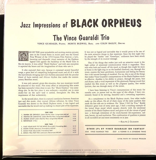 Vince Guaraldi Trio : Jazz Impressions Of Black Orpheus (LP, Album, RE, RM, 180 + 2xLP, 180 + Dlx)