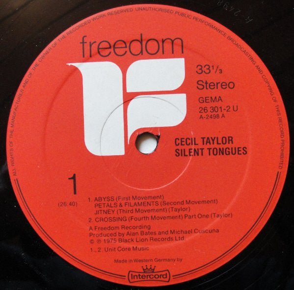 Cecil Taylor : Silent Tongues (LP, Album)