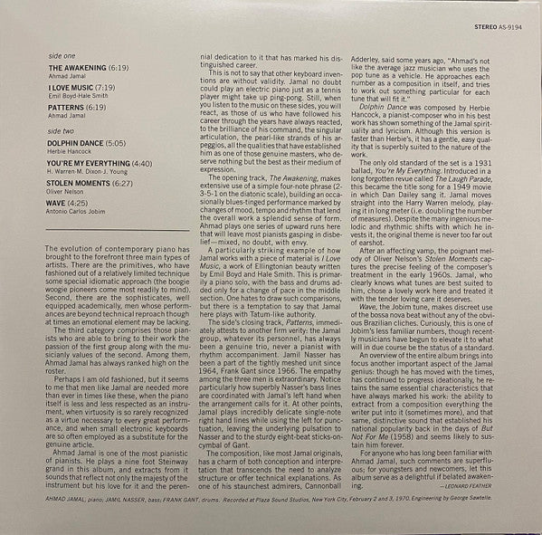 The Ahmad Jamal Trio ~ The Awakening (Vinyl) - Djungel & Jazz