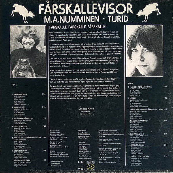 M.A. Numminen & Turid : Fårskallevisor (LP, Album)