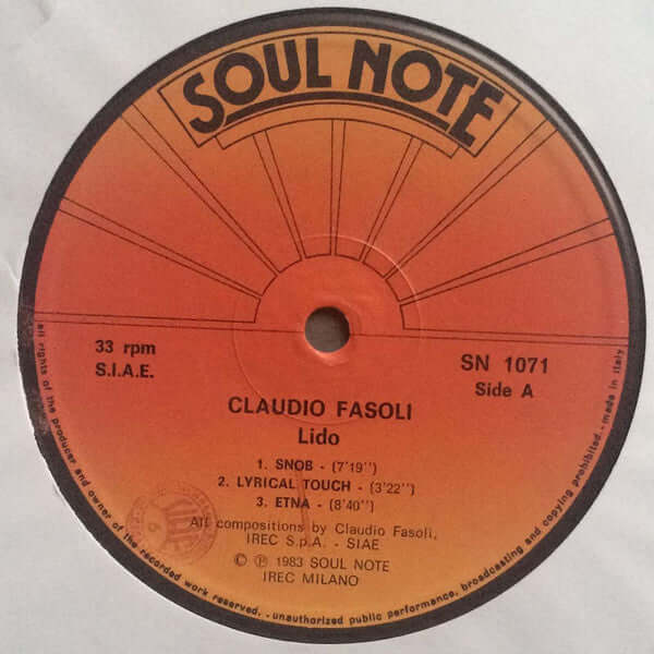 Claudio Fasoli : Lido (LP, Album)