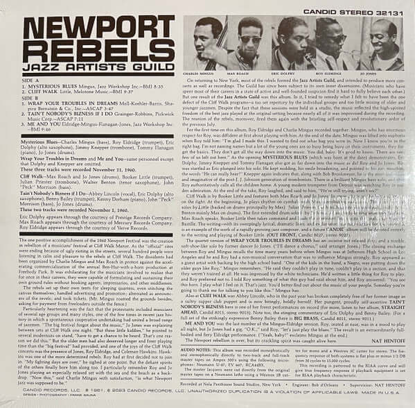 Charles Mingus, Max Roach, Eric Dolphy, Roy Eldridge, Jo Jones : Newport Rebels / Jazz Artists Guild (LP, Album, RSD, RE, RM, Opa)
