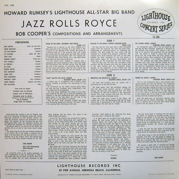 Howard Rumsey's Lighthouse All-Stars : Jazz Rolls Royce (LP, Album, RE)