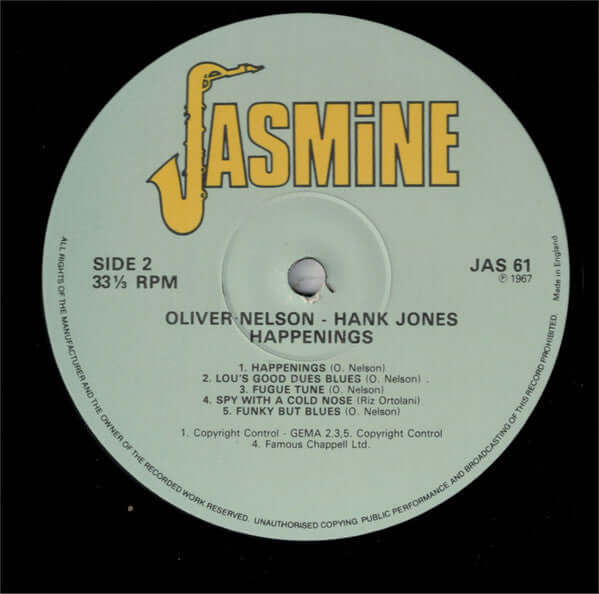 Hank Jones & Oliver Nelson : Happenings (LP, Album, RE)