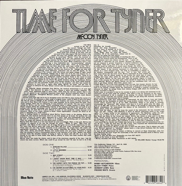 McCoy Tyner : Time For Tyner (LP, Album, RE, Gat)