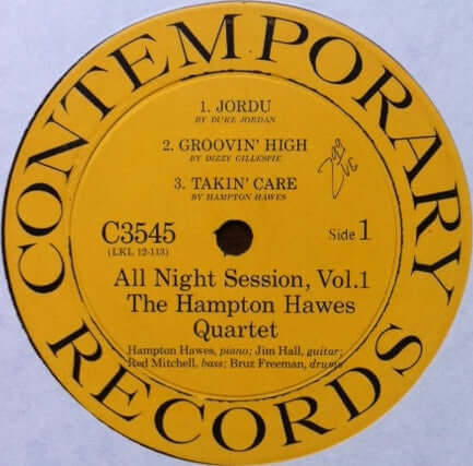 Hampton Hawes Quartet : All Night Session, Vol. 1 (LP, Album, Mono)