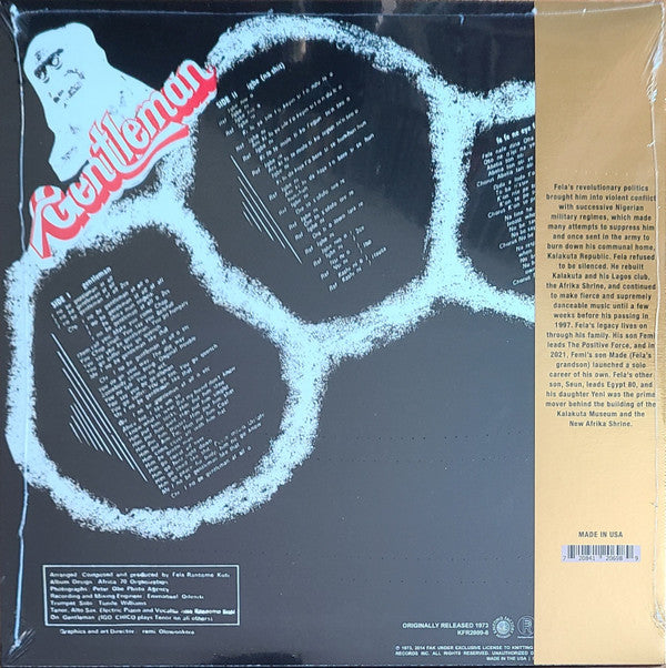 Fela Ransome Kuti* & The Afrika 70* : Gentleman (LP, Album, Ltd, RE, Igb)