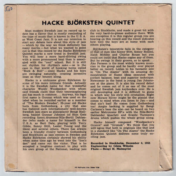 Hacke Björksten Quintet : Woodpecker's Groove (7", EP)