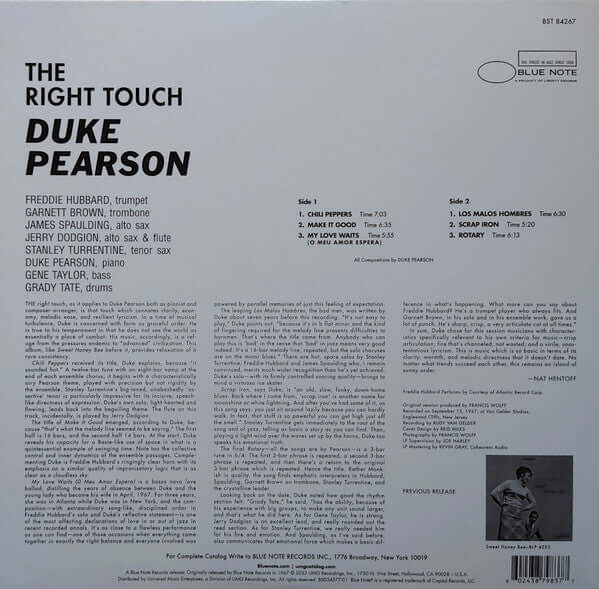 Duke Pearson : The Right Touch (LP, Album, RE, 180)