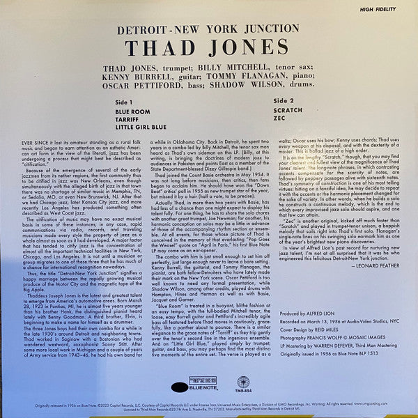 Thad Jones : Detroit - New York Junction (LP, Album, Mono, RE, RM, 180)