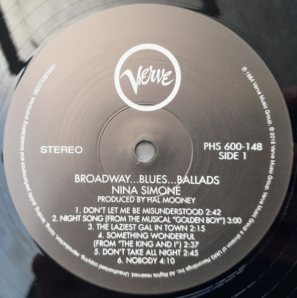 Nina Simone : Broadway - Blues - Ballads (LP, Album, RE)