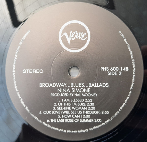 Nina Simone : Broadway - Blues - Ballads (LP, Album, RE)