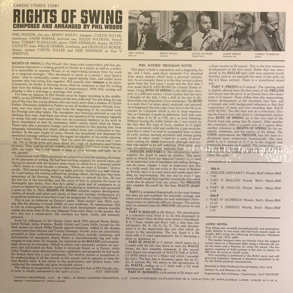 Phil Woods : Rights Of Swing (LP, Album, RE, RM)