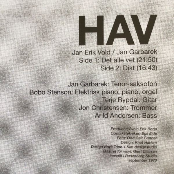 Jan Erik Vold & Jan Garbarek : Hav (LP, Album, RE)
