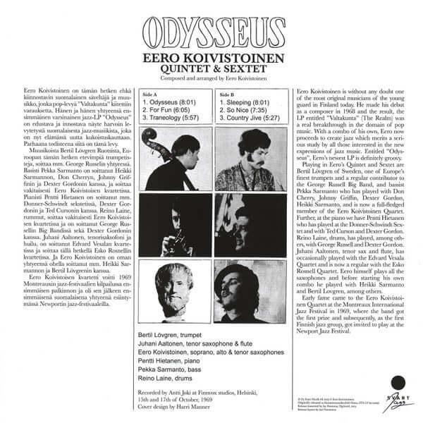 Eero Koivistoinen Kvintetti & Sekstetti : Odysseus (LP, Album, RE, RM)