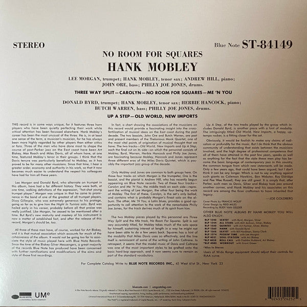 Hank Mobley : No Room For Squares (LP, Album, RE, 180)