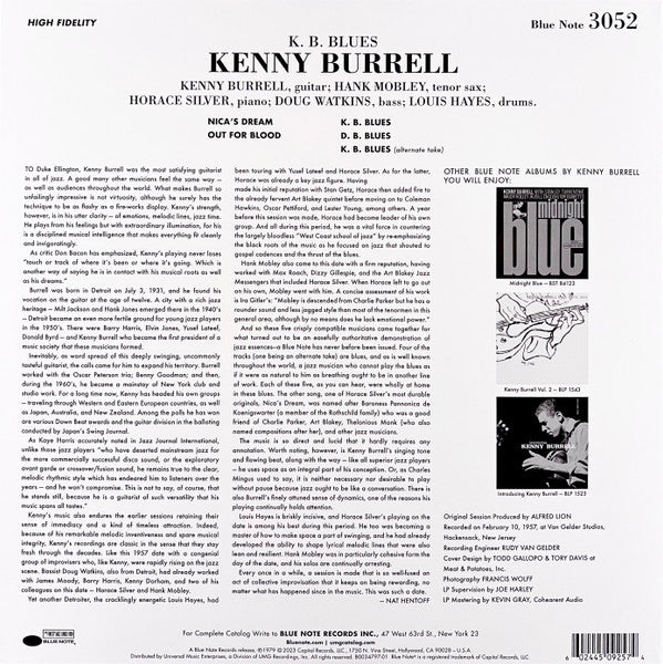 Kenny Burrell : K. B. Blues (LP, Album, Mono, RE, 180)